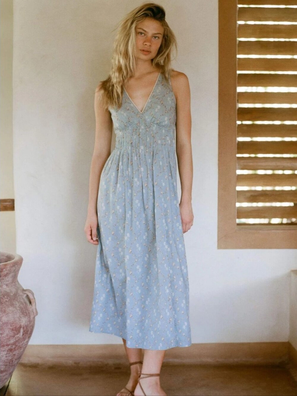 Christy Dawn Allegra Dress Pansy Blues XL Organic Cotton Corset Midi NWT